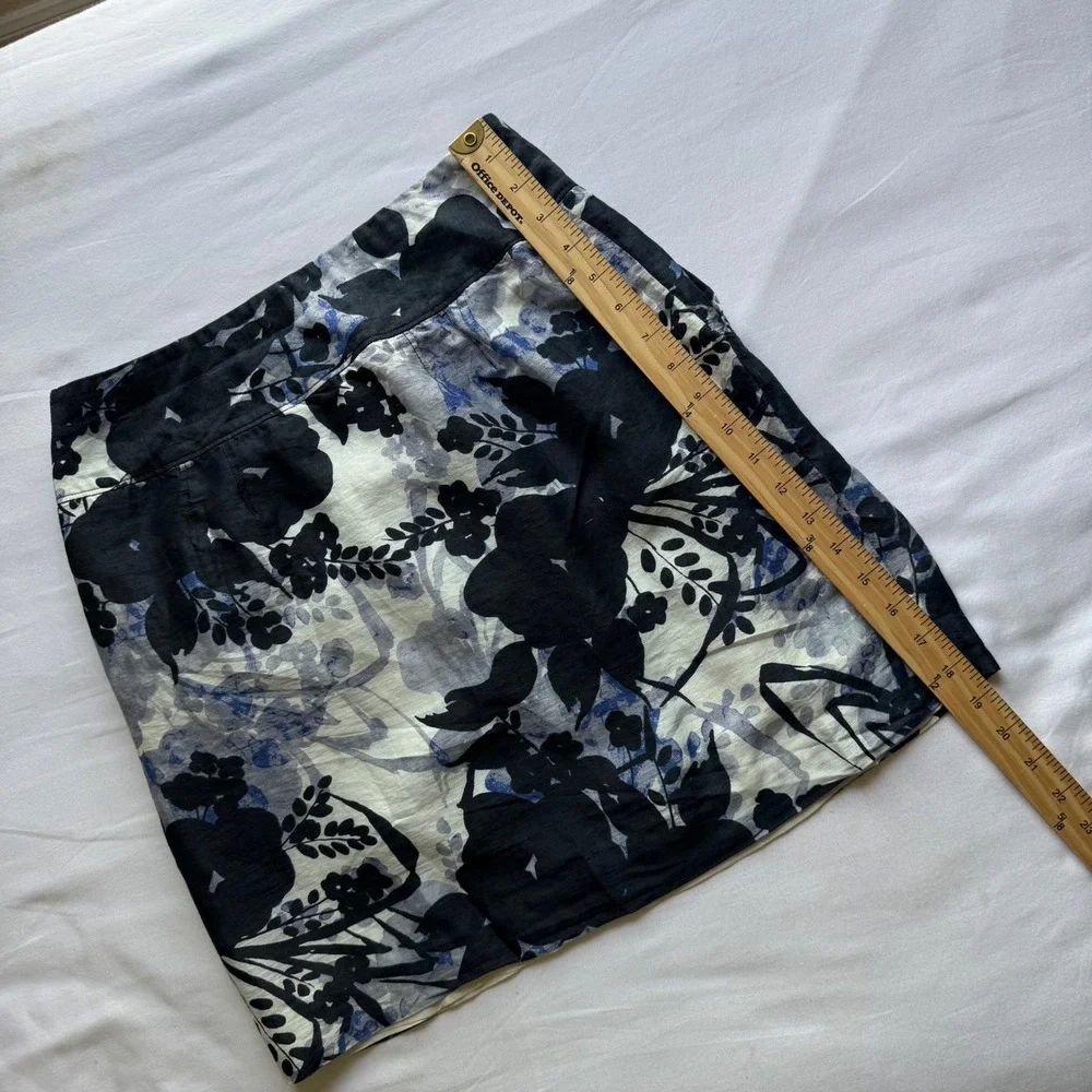 Ann Taylor Abstract Floral Pleated Mini Skirt Lined Size‎ 6 Side Pockets